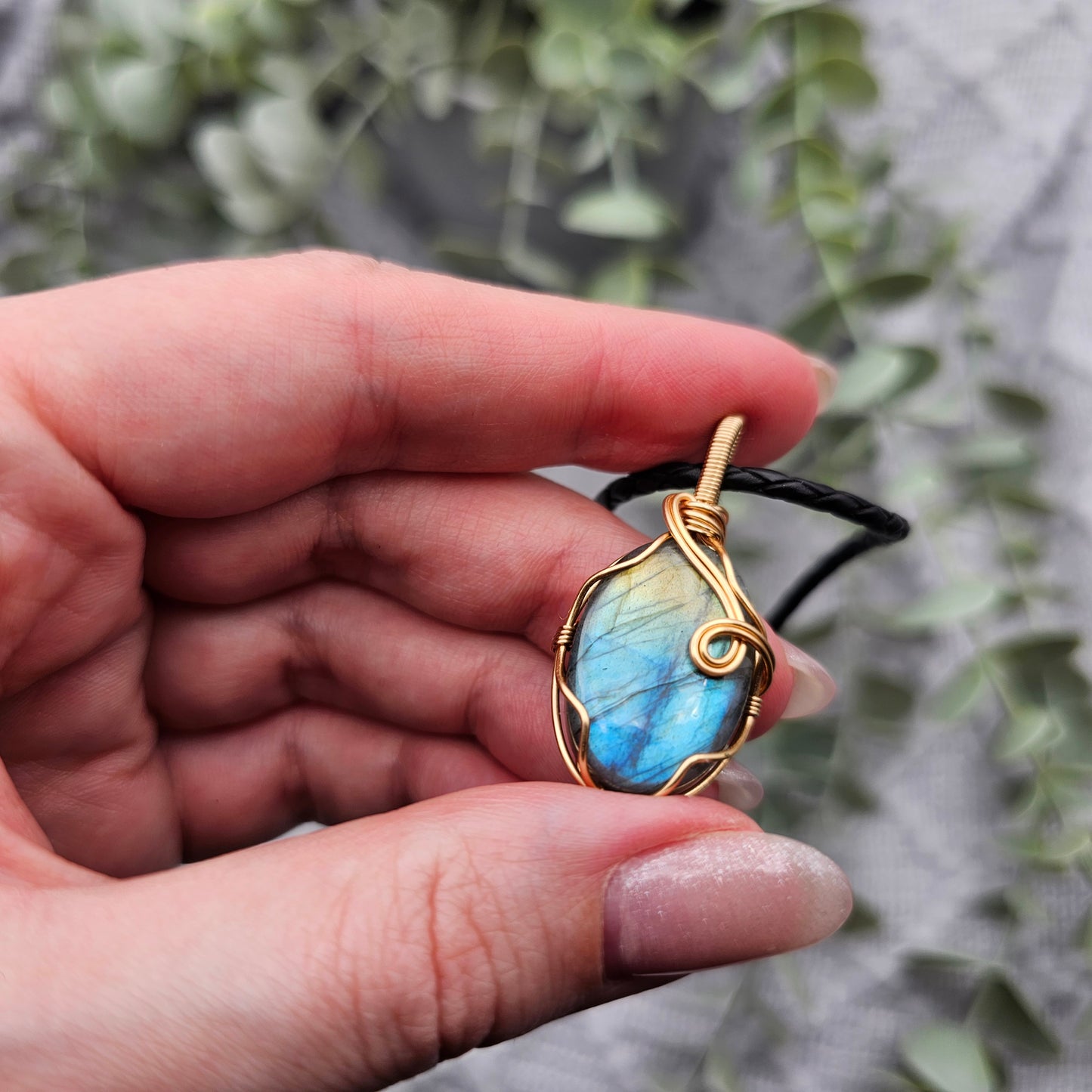 Labradorit Anhänger | Schmuckdraht | Edelstein Halskette