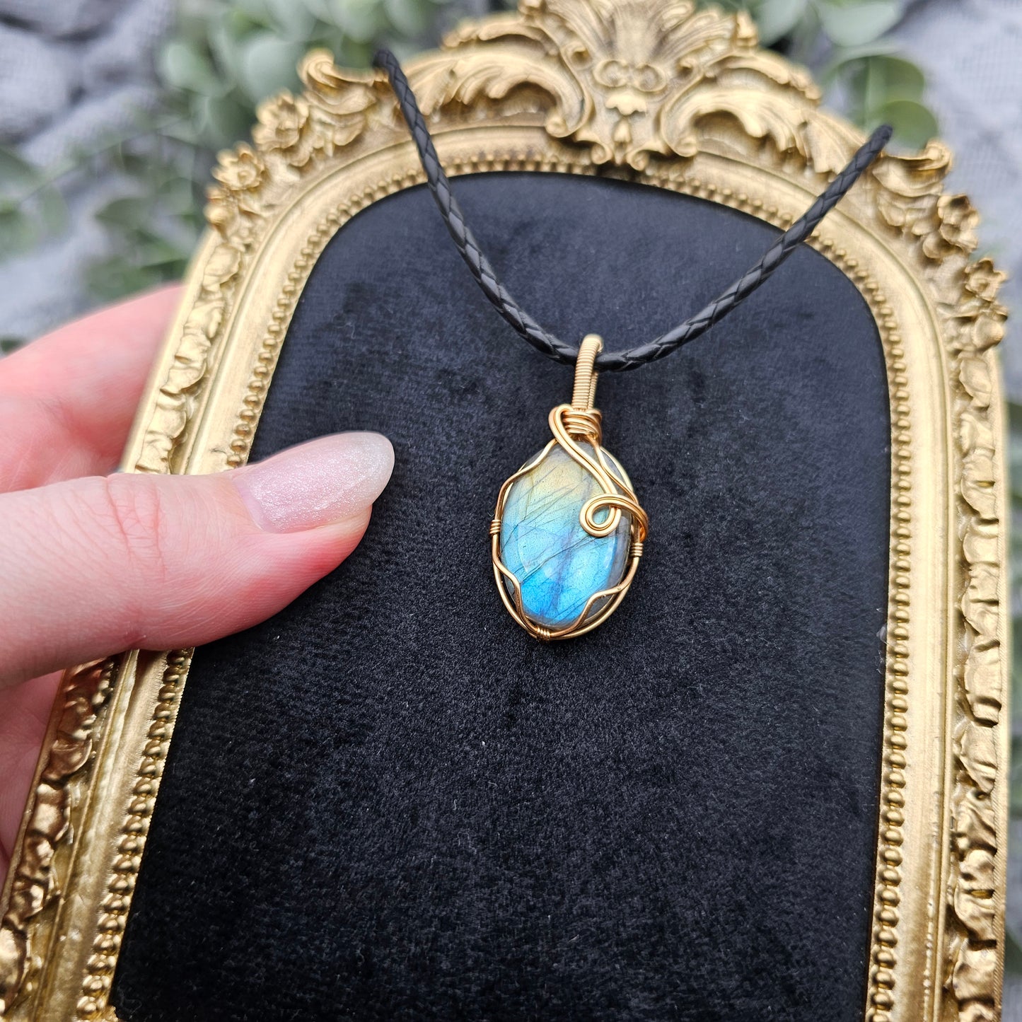 Labradorit Anhänger | Schmuckdraht | Edelstein Halskette