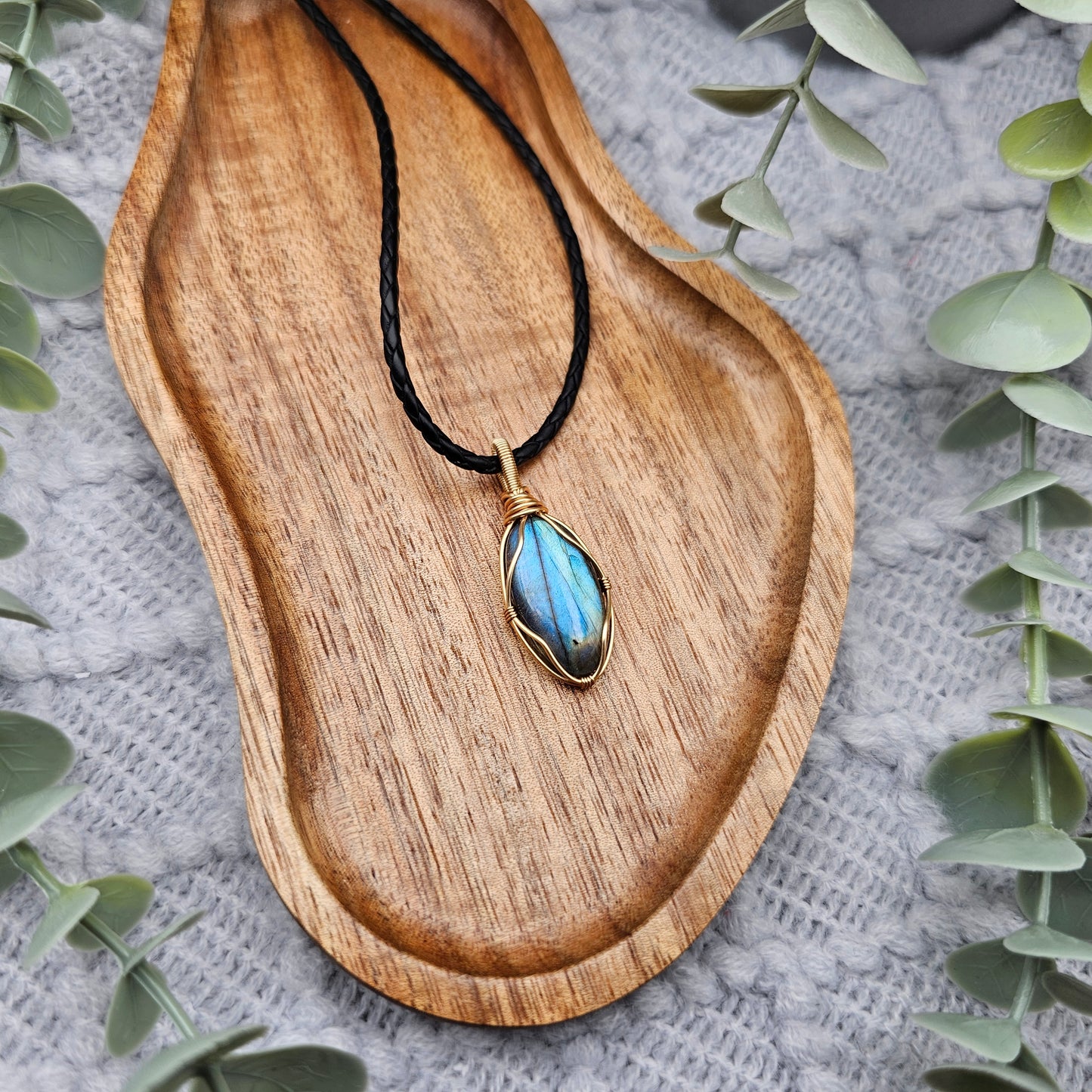 Labradorit Anhänger | Schmuckdraht | Edelstein Halskette