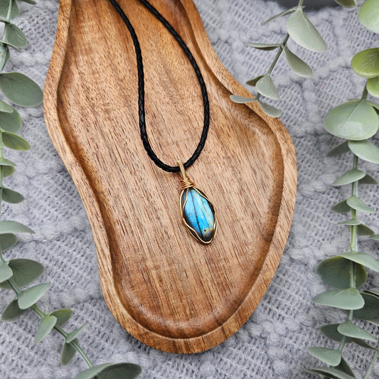 Labradorit Anhänger | Schmuckdraht | Edelstein Halskette