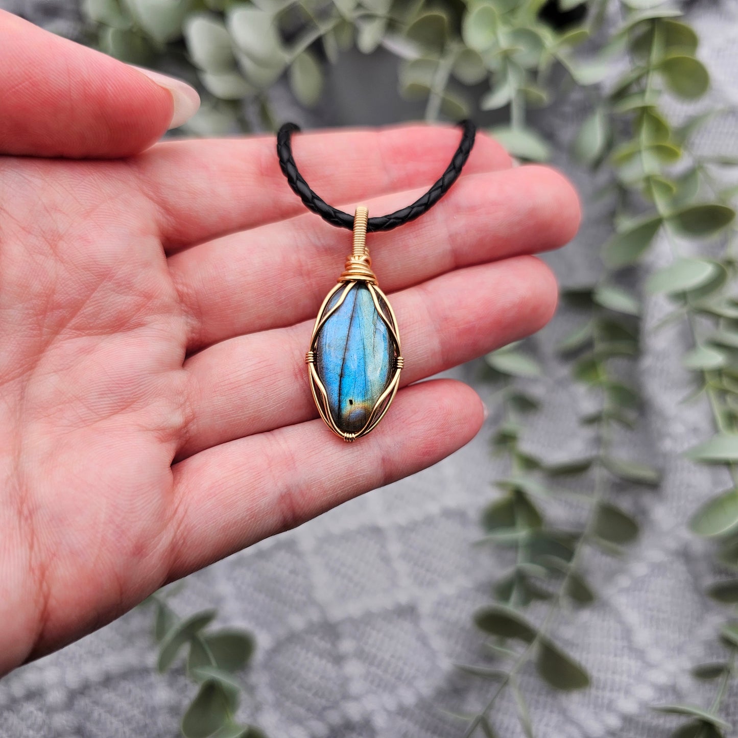 Labradorit Anhänger | Schmuckdraht | Edelstein Halskette