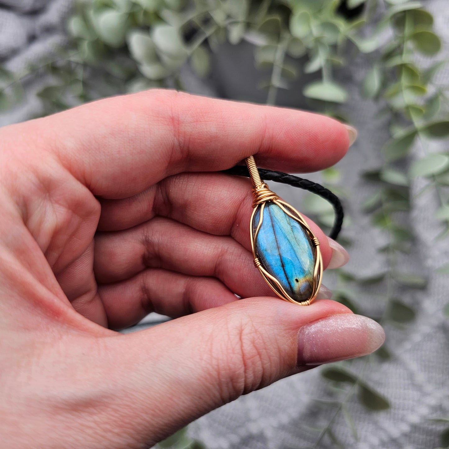 Labradorit Anhänger | Schmuckdraht | Edelstein Halskette