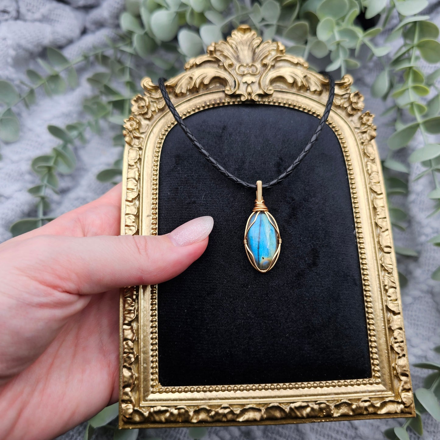 Labradorit Anhänger | Schmuckdraht | Edelstein Halskette