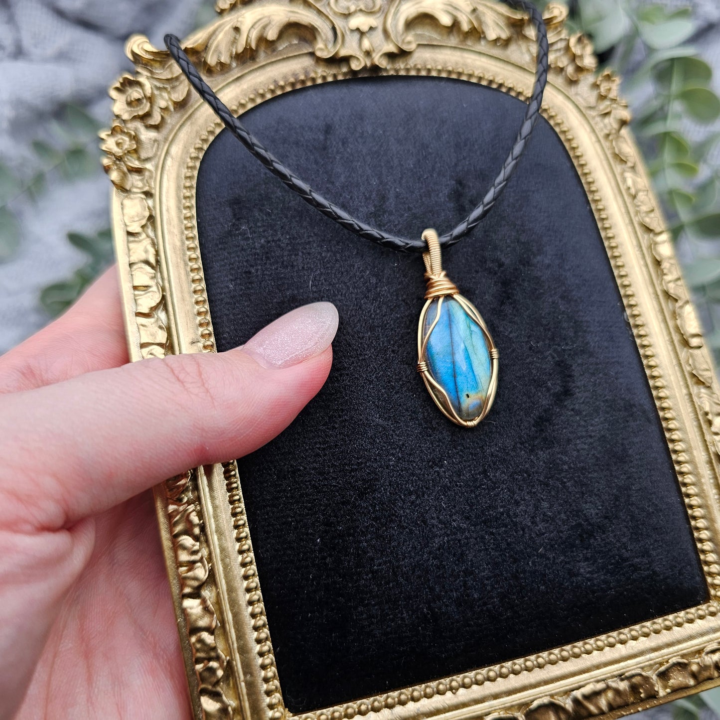 Labradorit Anhänger | Schmuckdraht | Edelstein Halskette