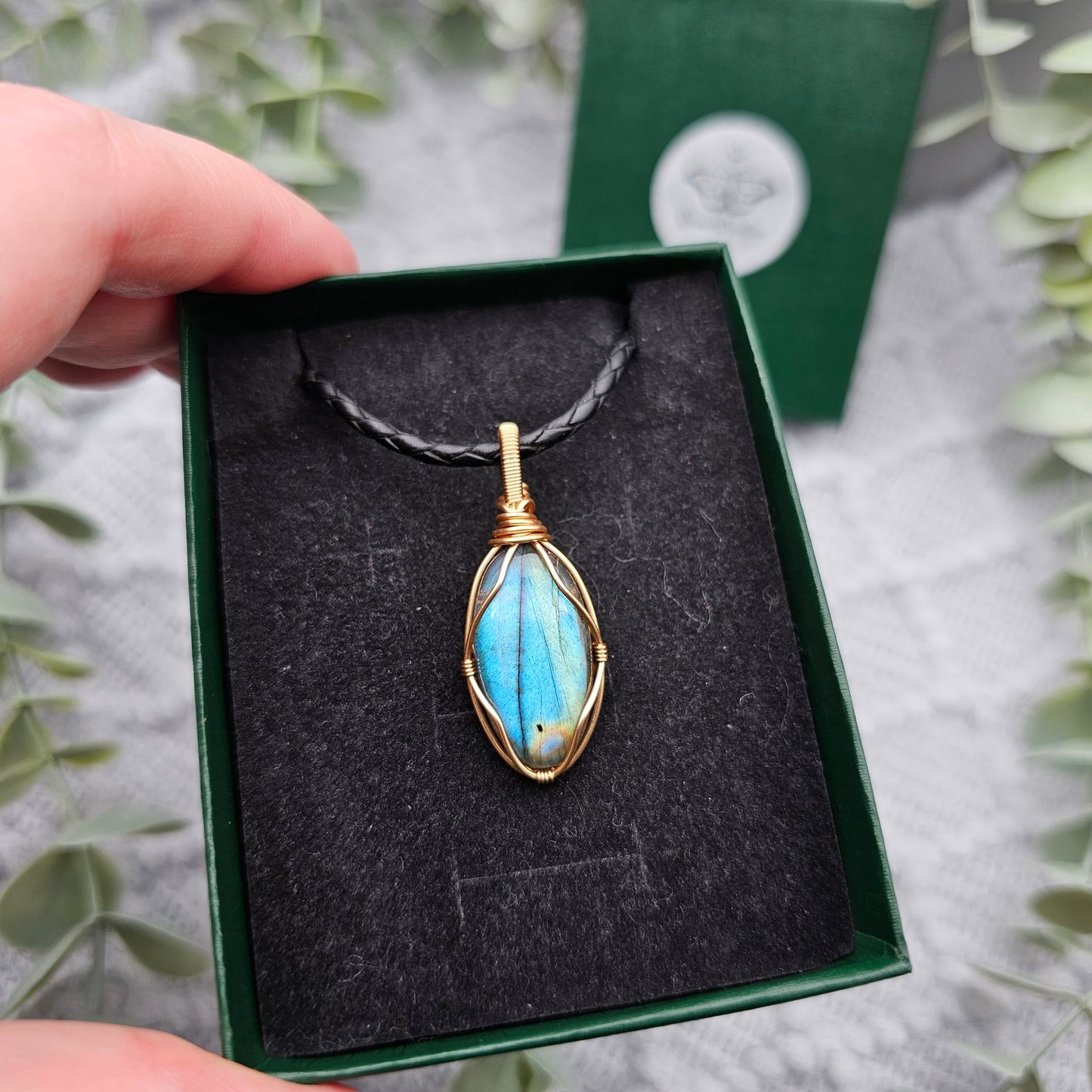 Labradorit Anhänger | Schmuckdraht | Edelstein Halskette