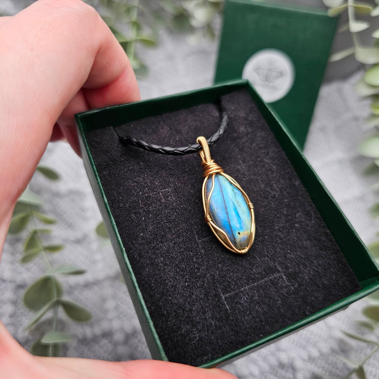 Labradorit Anhänger | Schmuckdraht | Edelstein Halskette