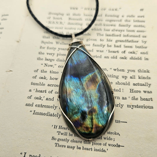 Labradorit Anhänger | 925er Silber | Edelstein Halskette