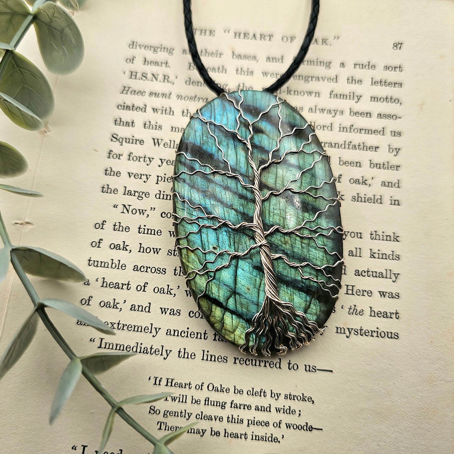 Labradorit Lebensbaum Anhänger | 925er Silber | Edelstein Halskette