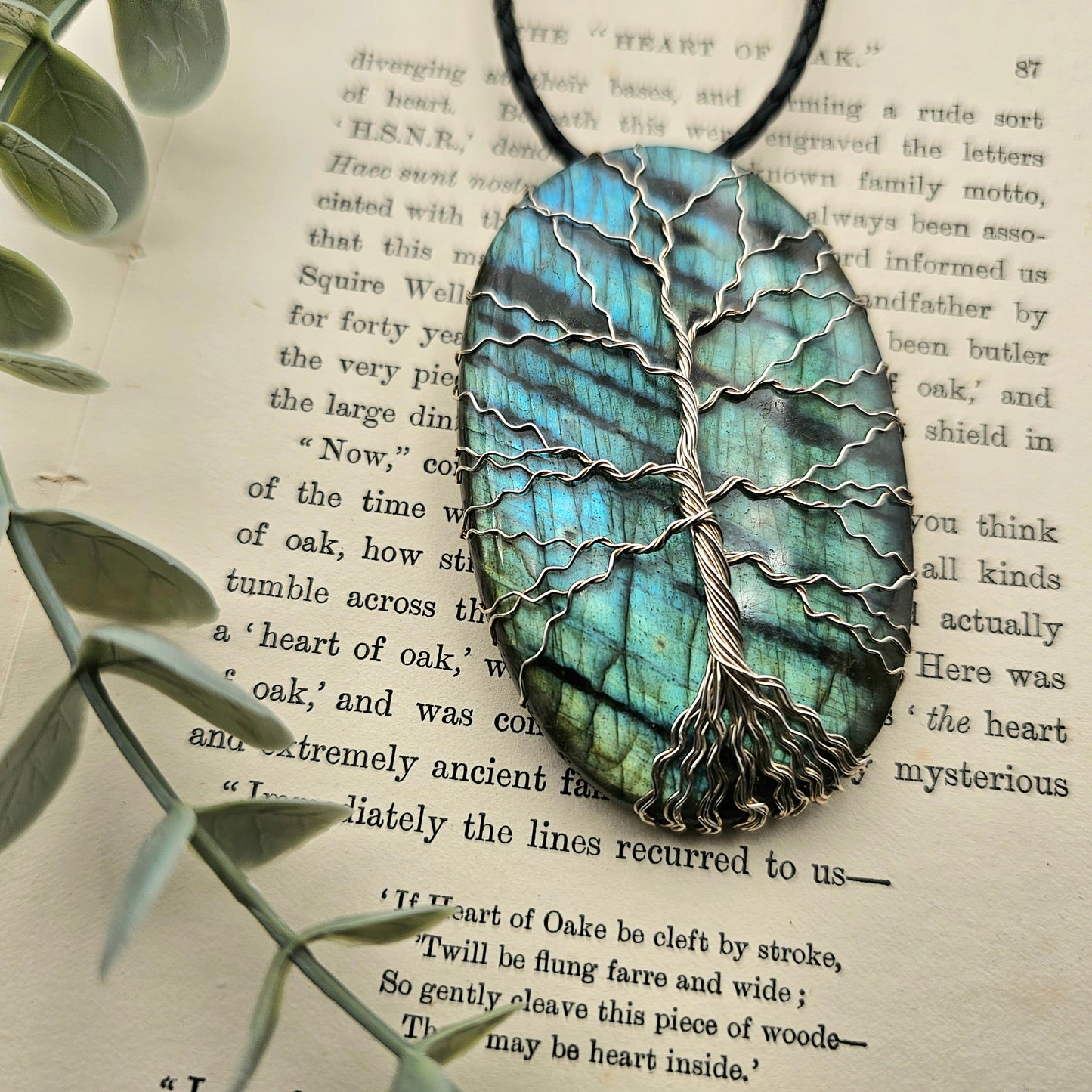 Labradorit Lebensbaum Anhänger | 925er Silber | Edelstein Halskette