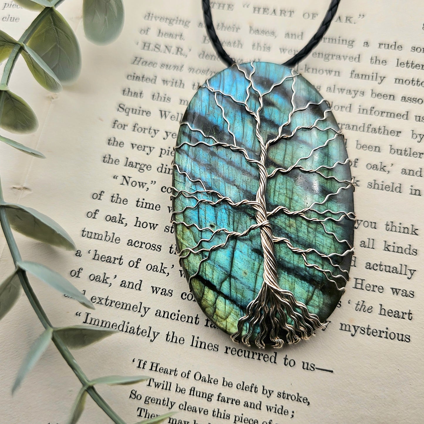 Labradorit Lebensbaum Anhänger | 925er Silber | Edelstein Halskette