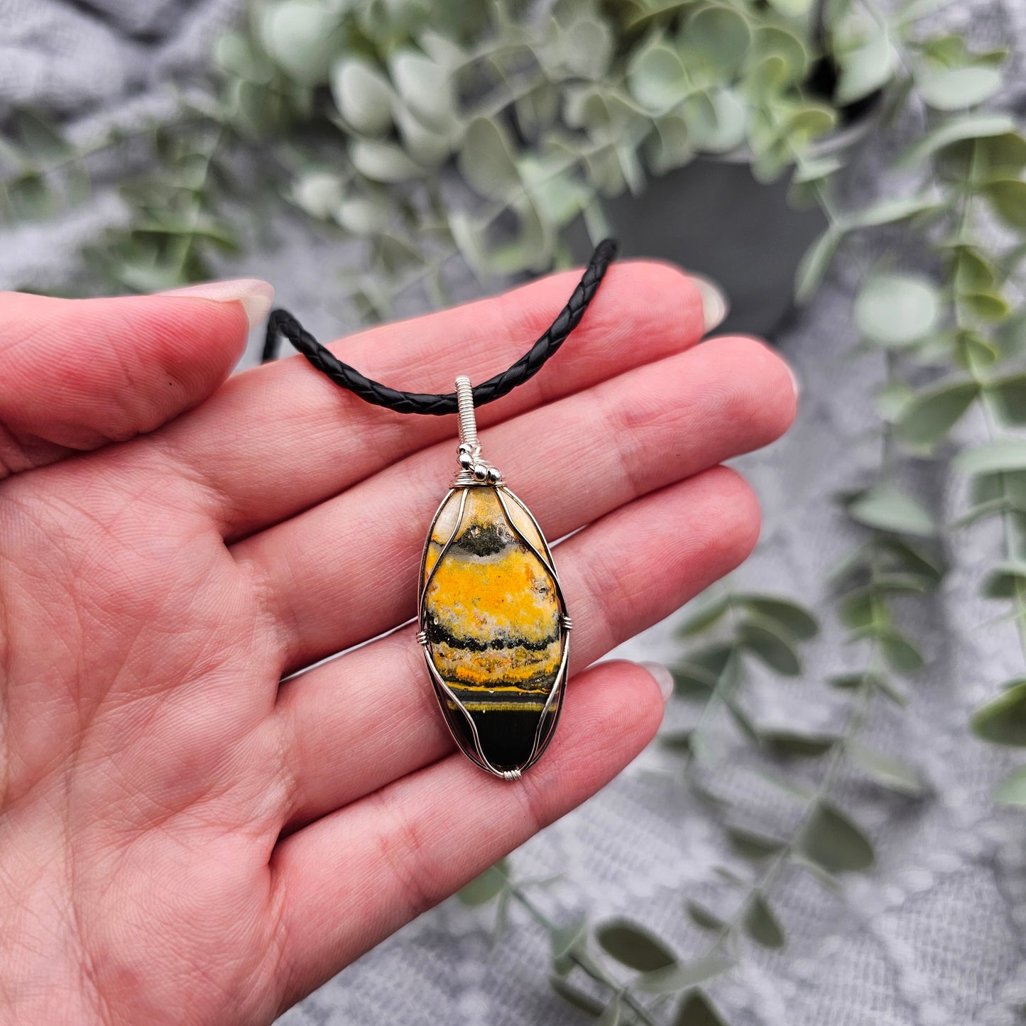 Jaspis Anhänger | 925er Silber | Edelstein Halskette