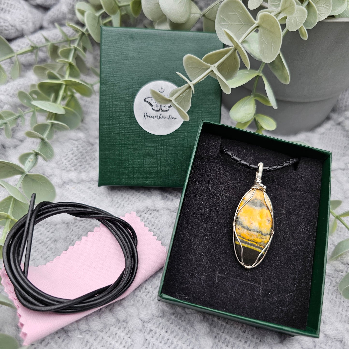 Jaspis Anhänger | 925er Silber | Edelstein Halskette