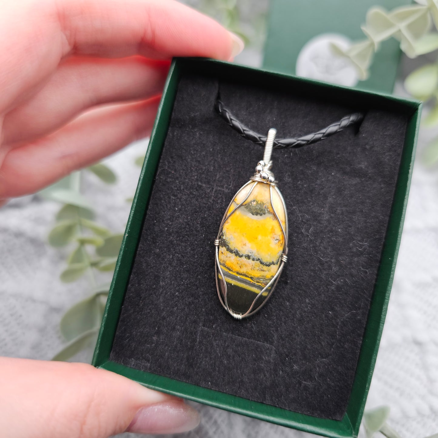 Jaspis Anhänger | 925er Silber | Edelstein Halskette