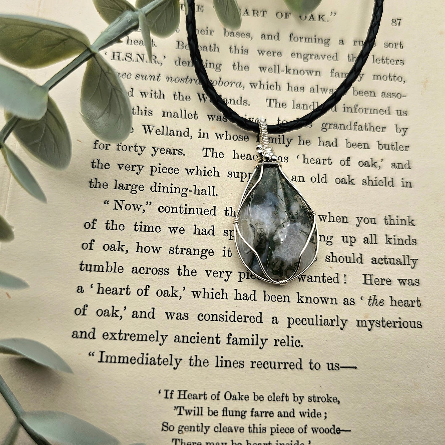 Moosachat Anhänger | 925er Silber | Edelstein Halskette