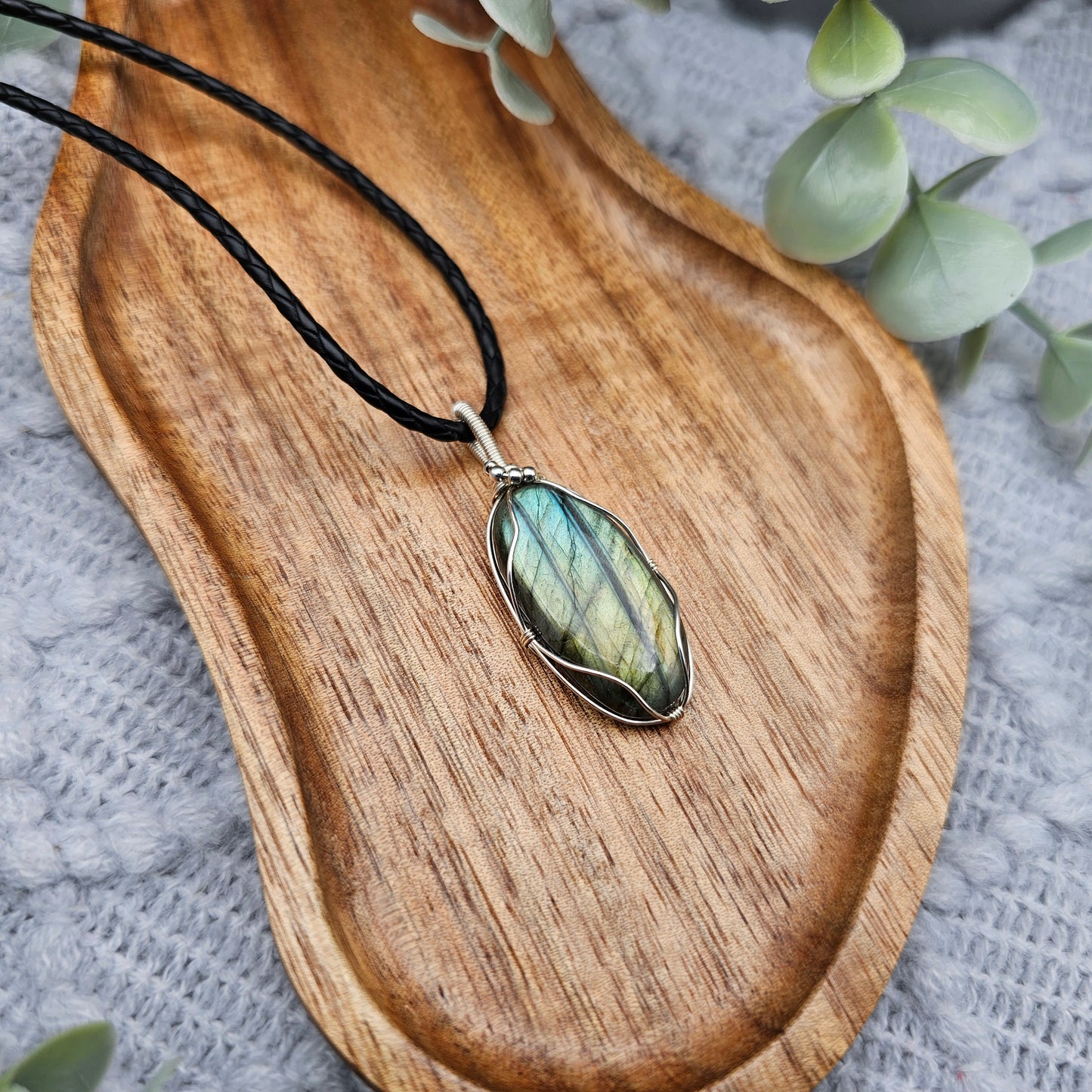 Labradorit Anhänger | 925er Silber | Edelstein Halskette