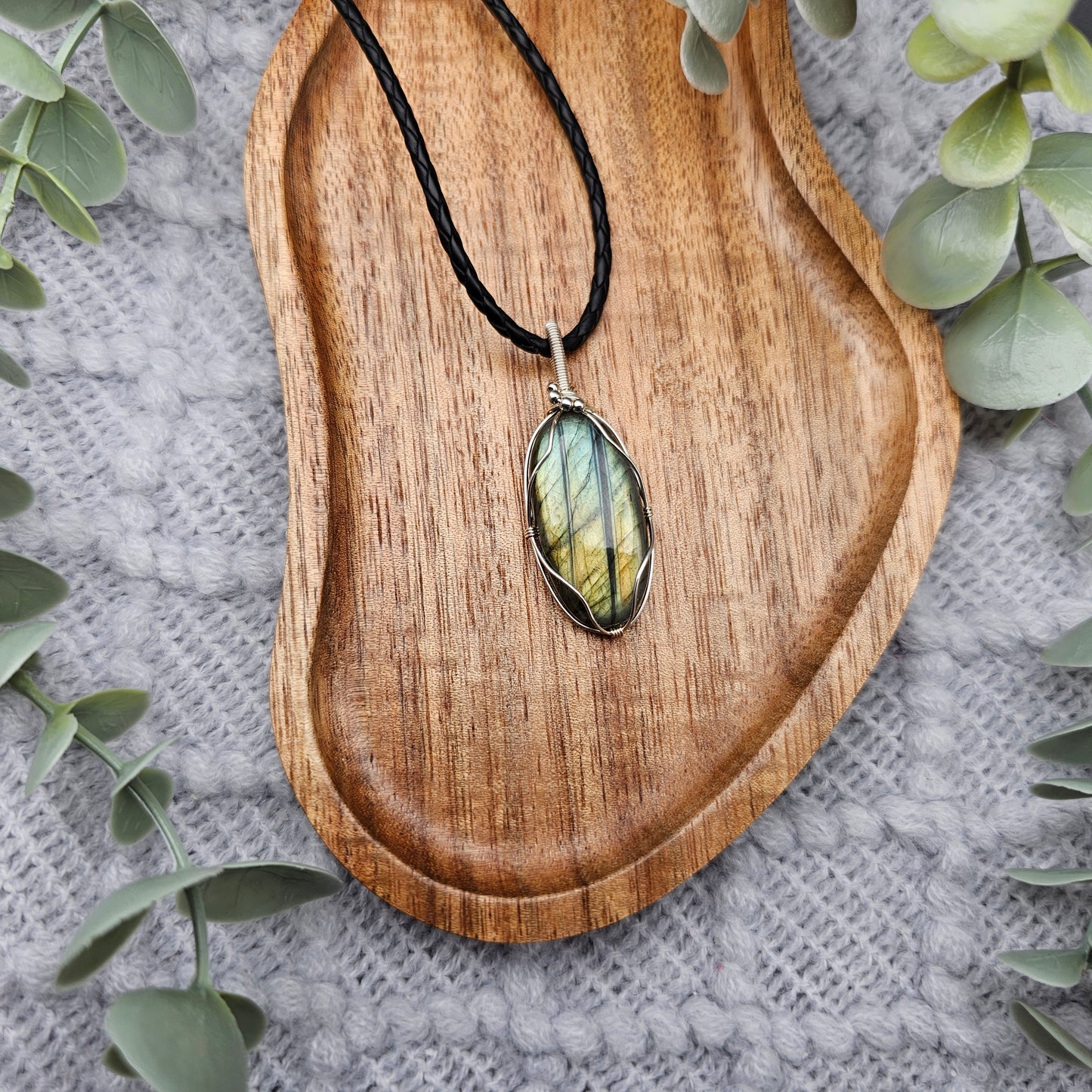 Labradorit Anhänger | 925er Silber | Edelstein Halskette