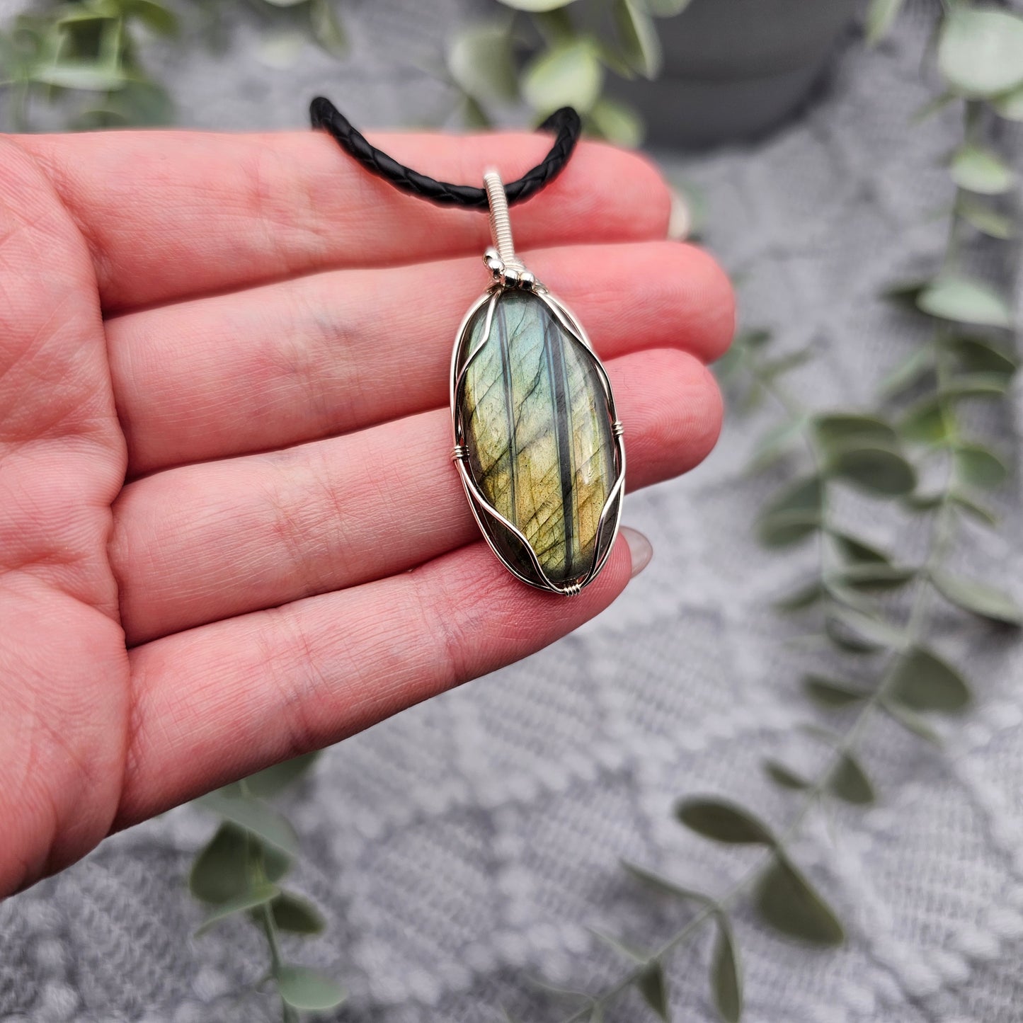 Labradorit Anhänger | 925er Silber | Edelstein Halskette