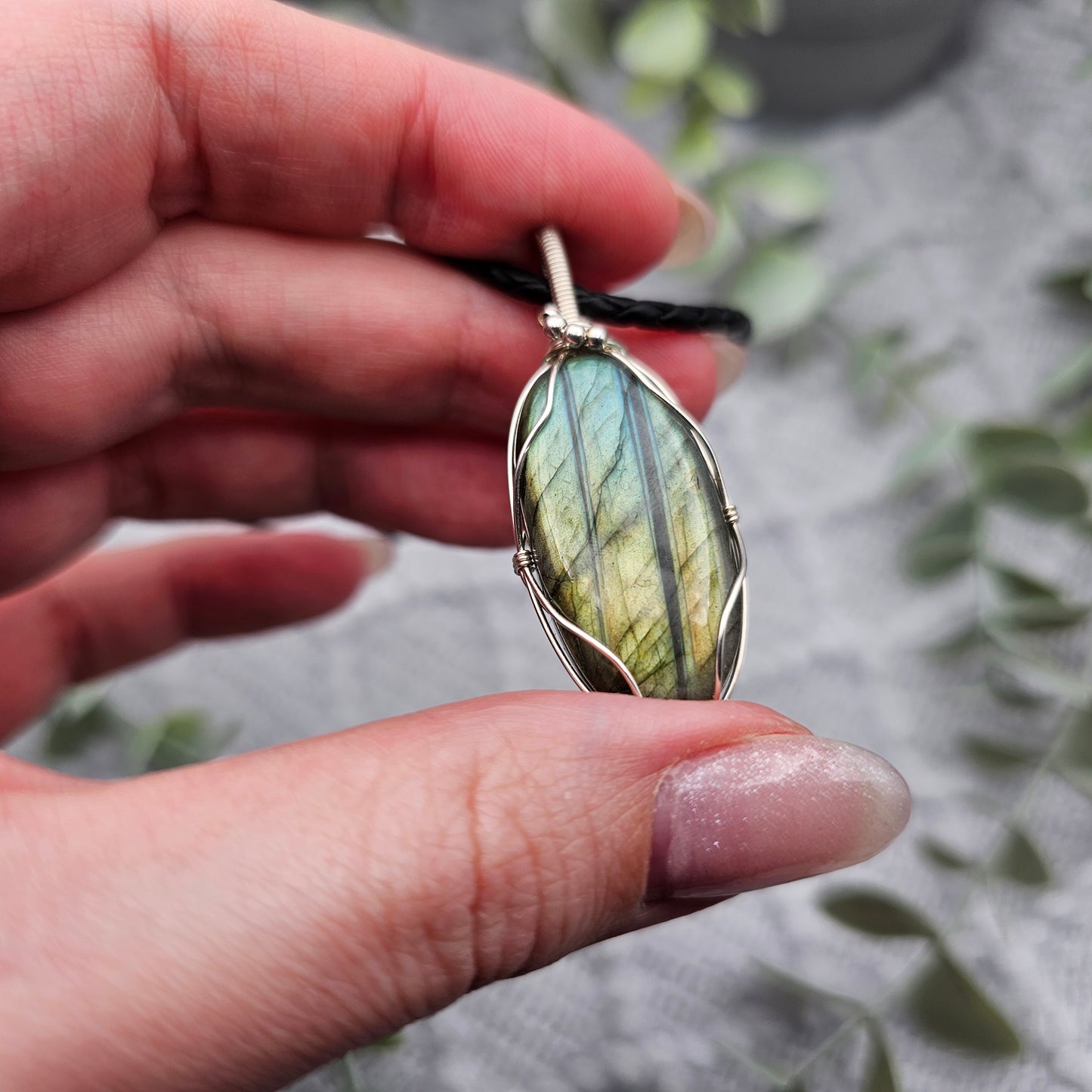 Labradorit Anhänger | 925er Silber | Edelstein Halskette