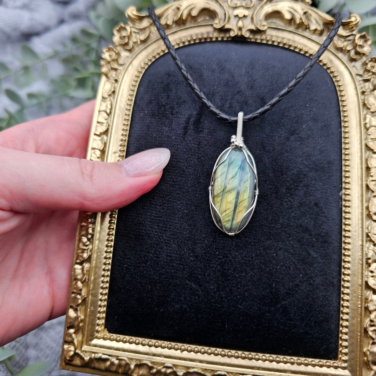 Labradorit Anhänger | 925er Silber | Edelstein Halskette