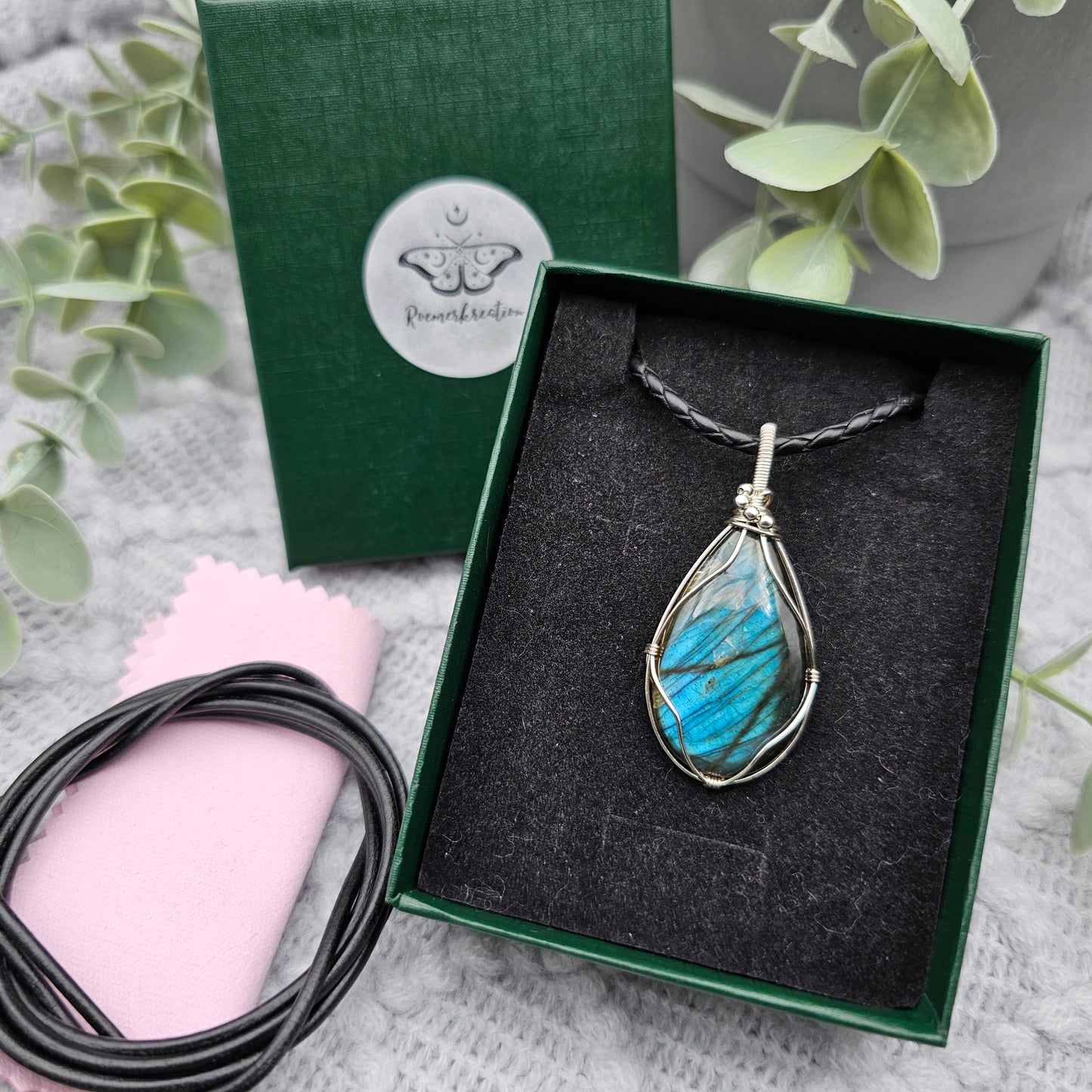 Labradorit Anhänger | 925er Silber | Edelstein Halskette