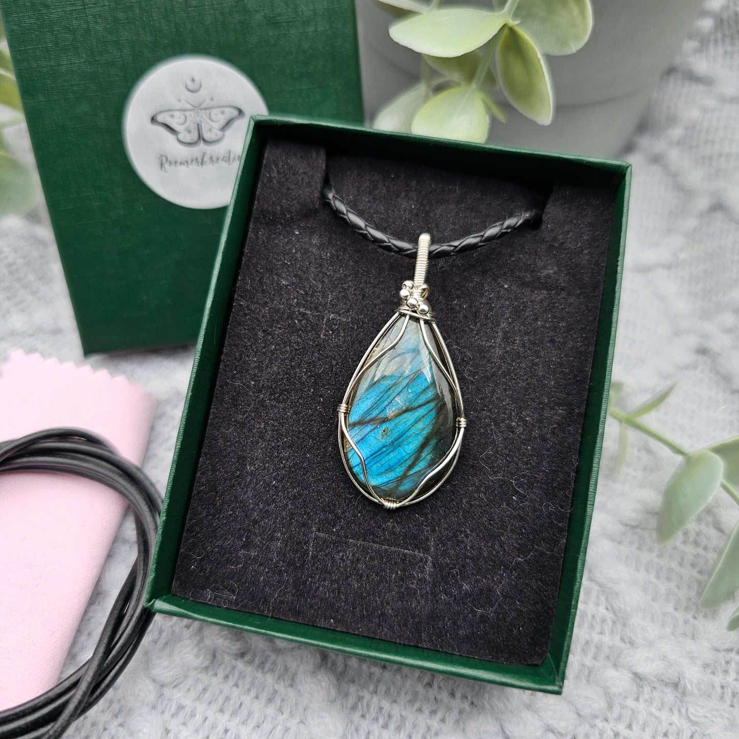 Labradorit Anhänger | 925er Silber | Edelstein Halskette