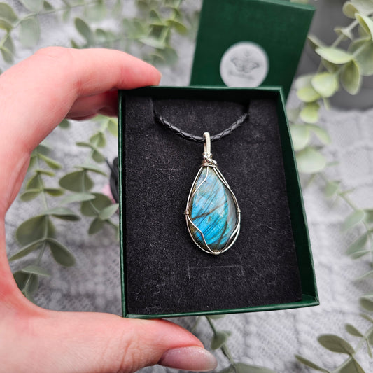 Labradorit Anhänger | 925er Silber | Edelstein Halskette