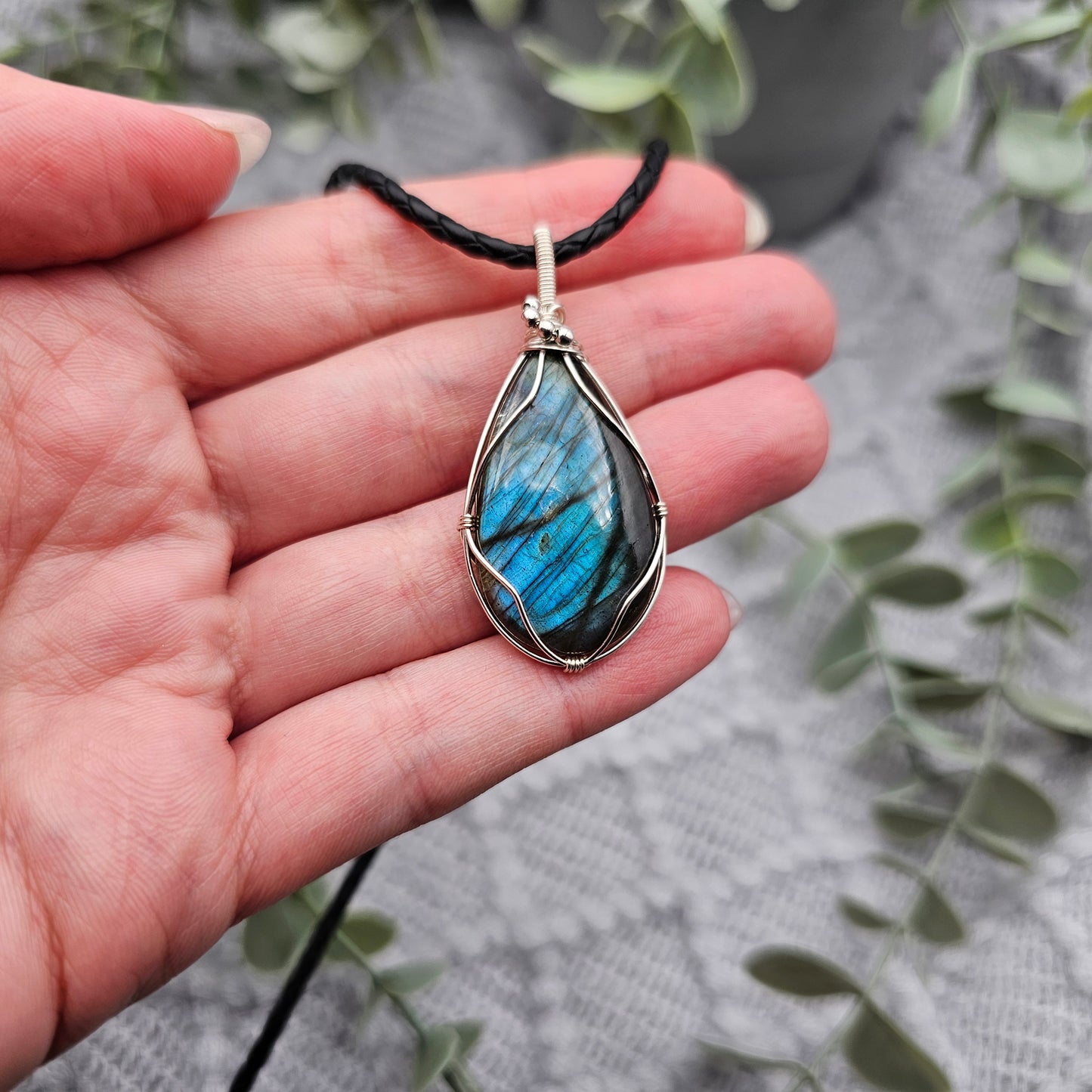 Labradorit Anhänger | 925er Silber | Edelstein Halskette