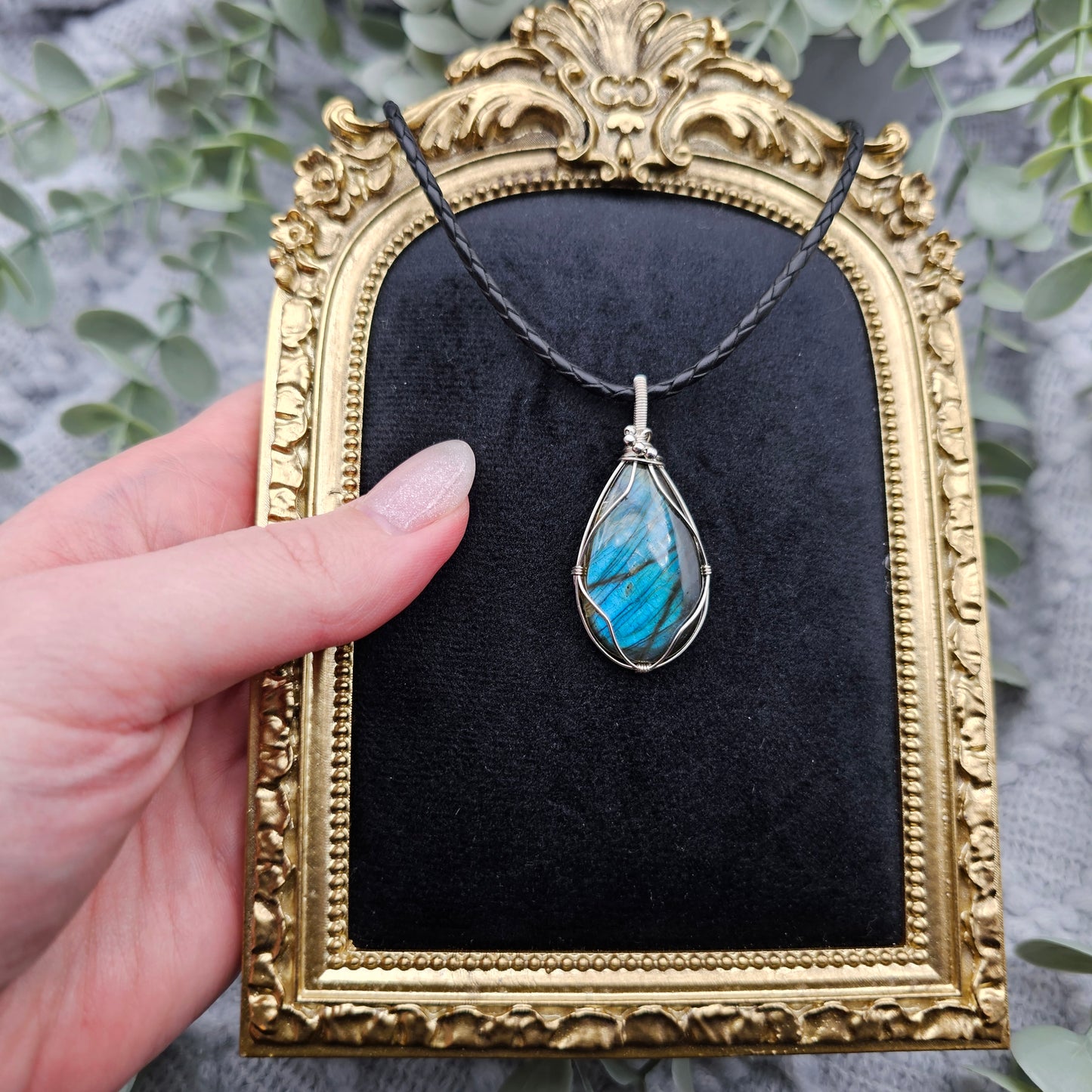 Labradorit Anhänger | 925er Silber | Edelstein Halskette