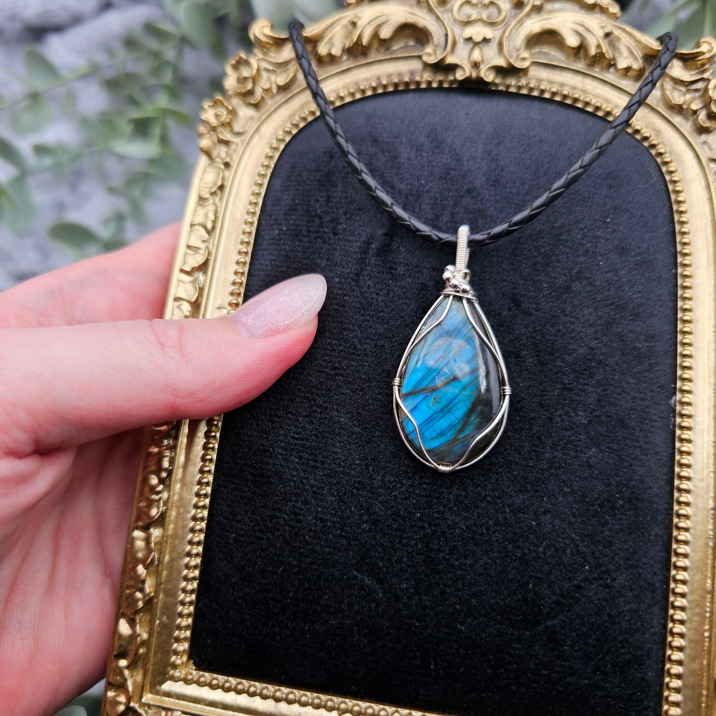 Labradorit Anhänger | 925er Silber | Edelstein Halskette