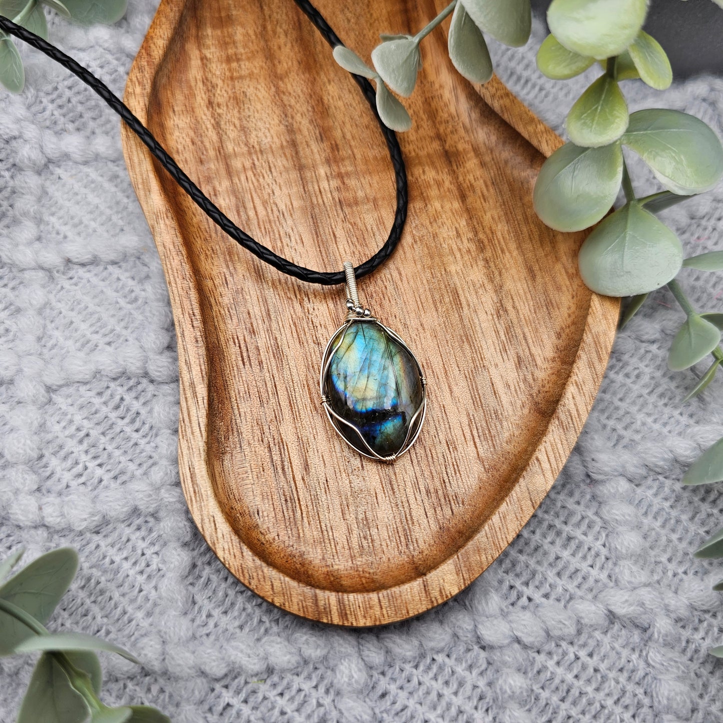 Labradorit Anhänger | 925er Silber | Edelstein Halskette