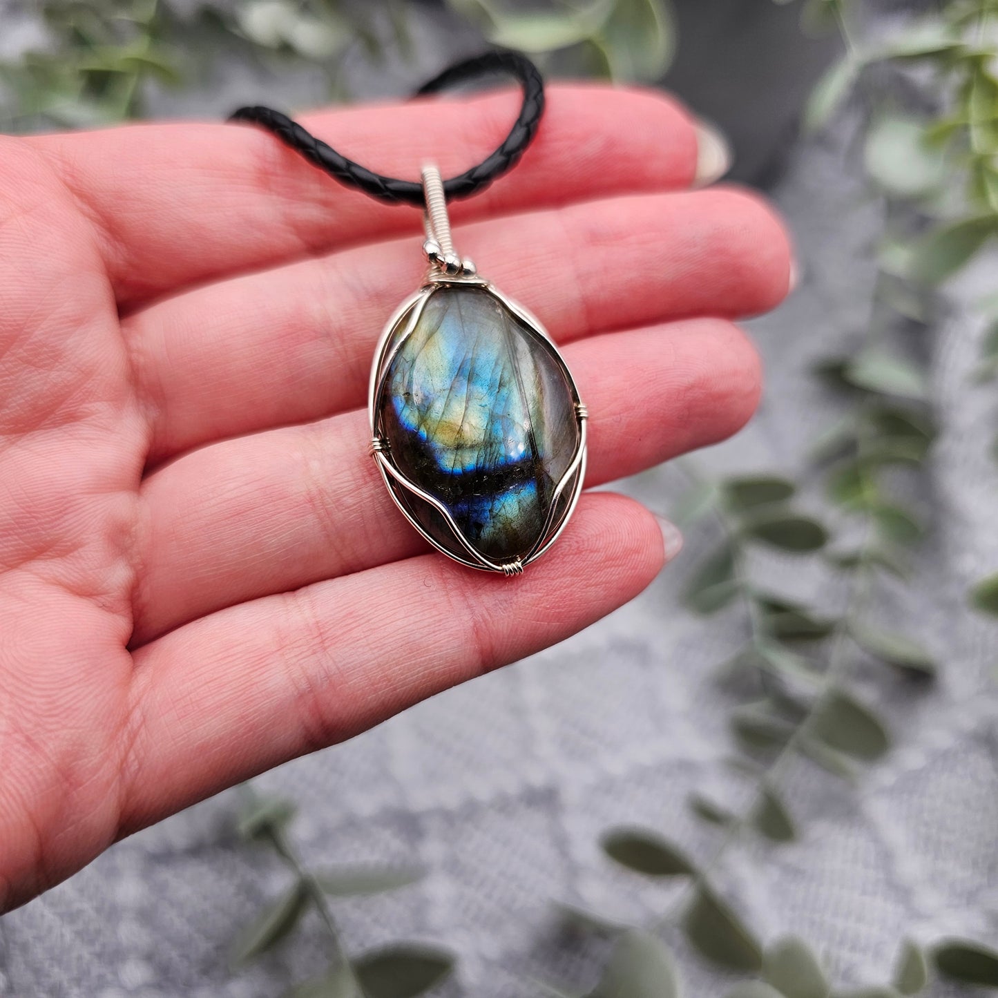 Labradorit Anhänger | 925er Silber | Edelstein Halskette