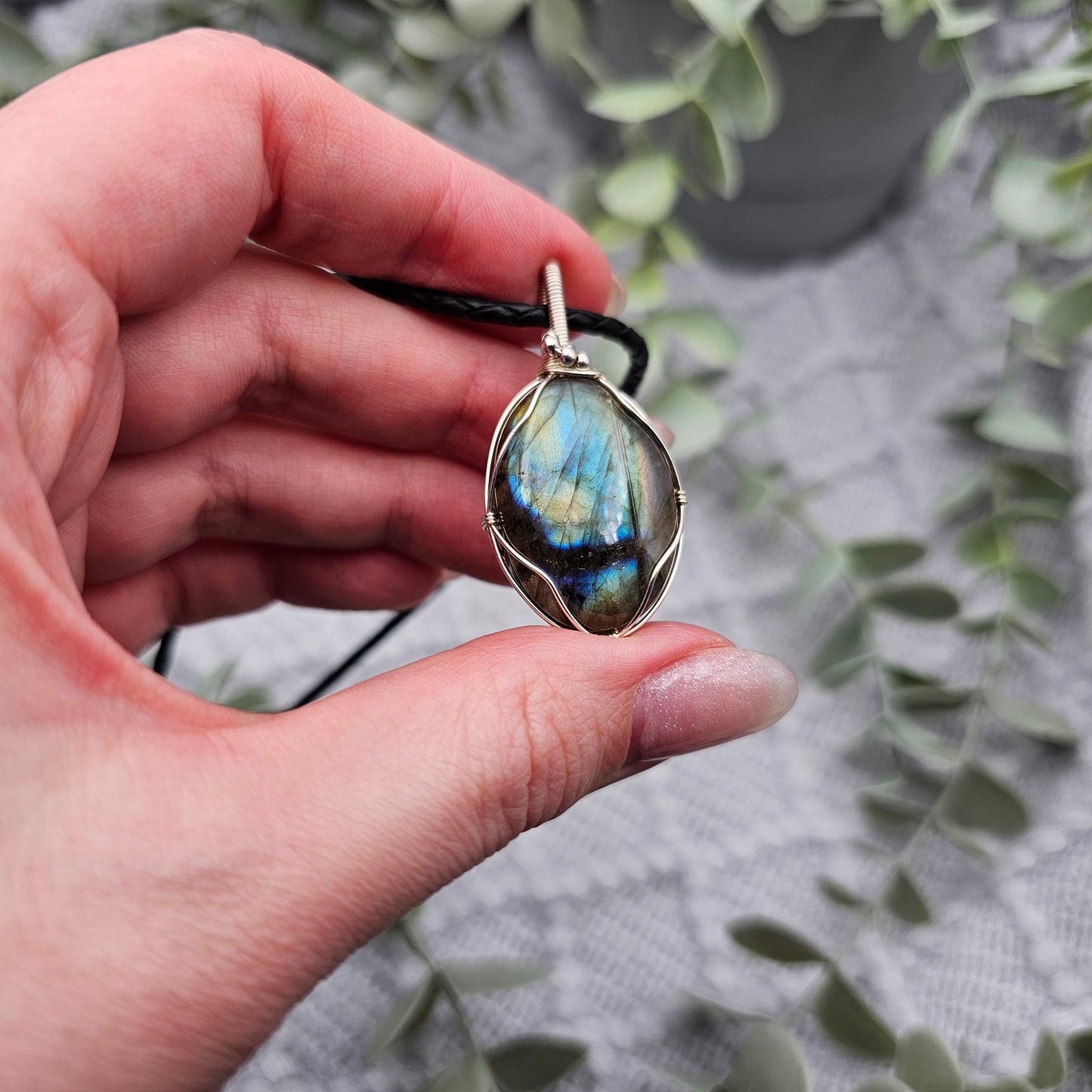 Labradorit Anhänger | 925er Silber | Edelstein Halskette