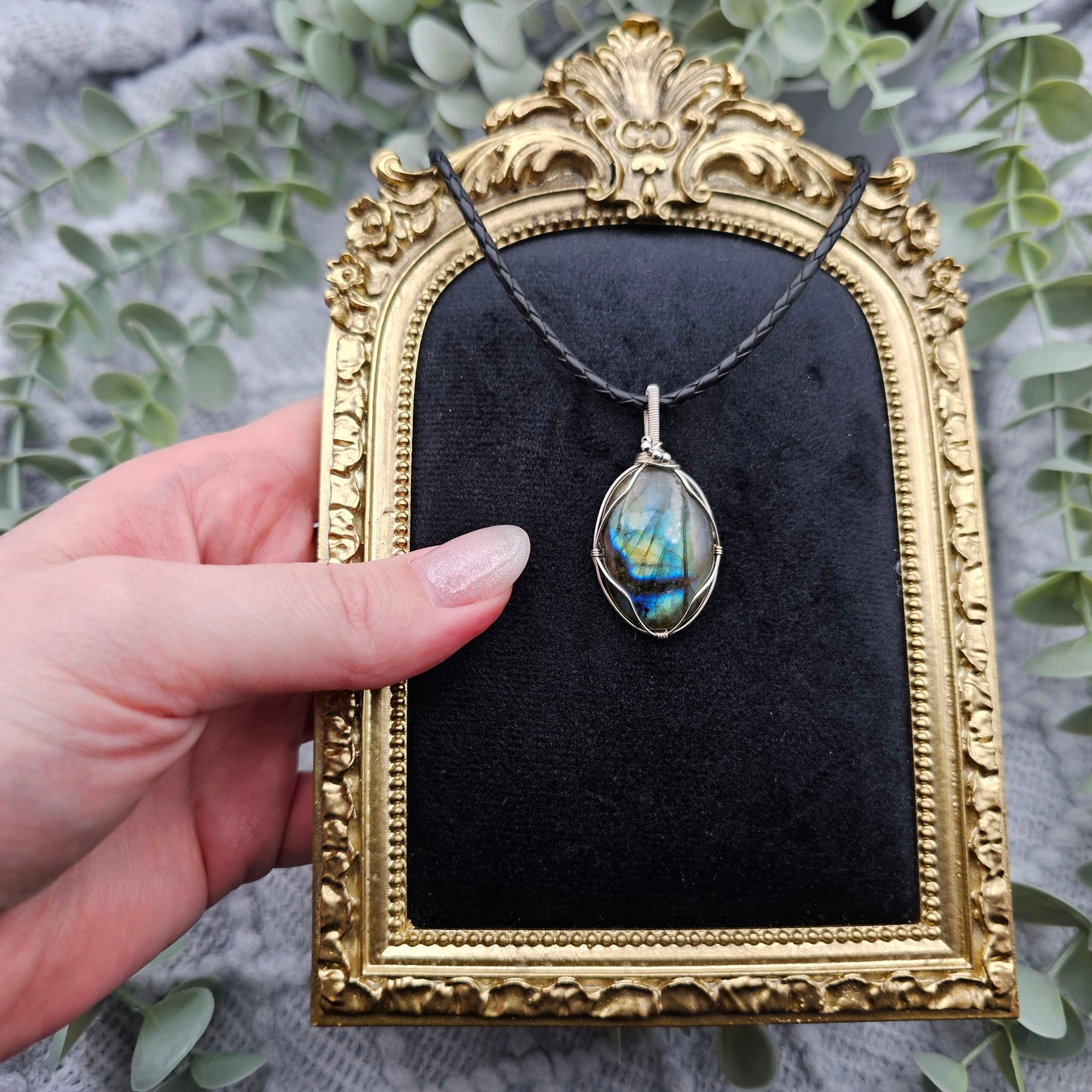 Labradorit Anhänger | 925er Silber | Edelstein Halskette