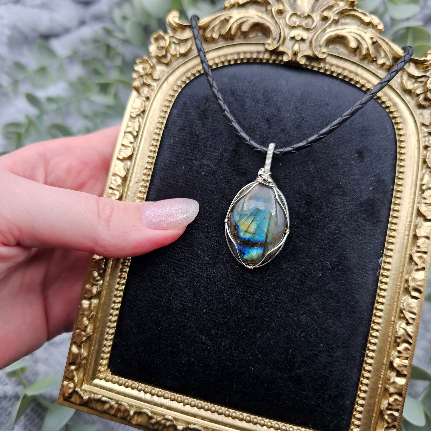 Labradorit Anhänger | 925er Silber | Edelstein Halskette