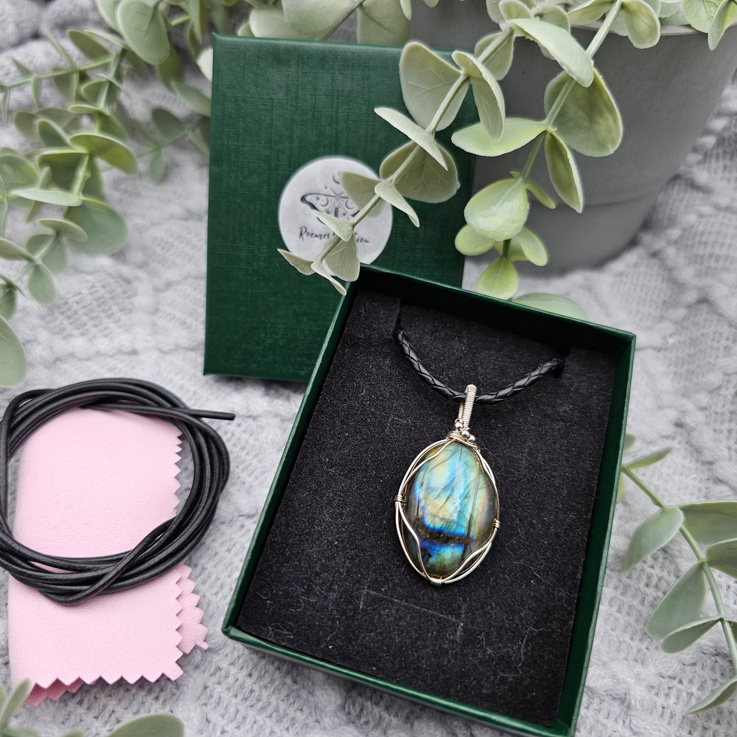 Labradorit Anhänger | 925er Silber | Edelstein Halskette