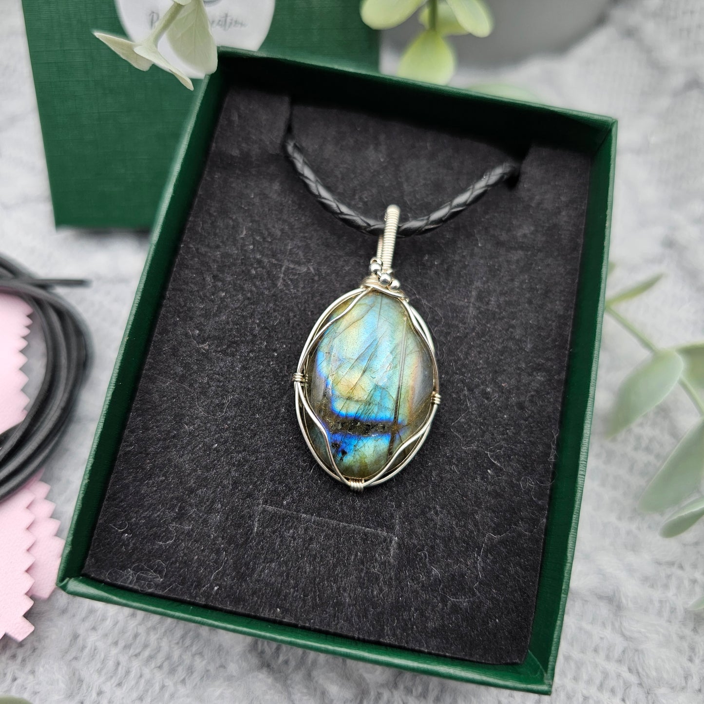 Labradorit Anhänger | 925er Silber | Edelstein Halskette