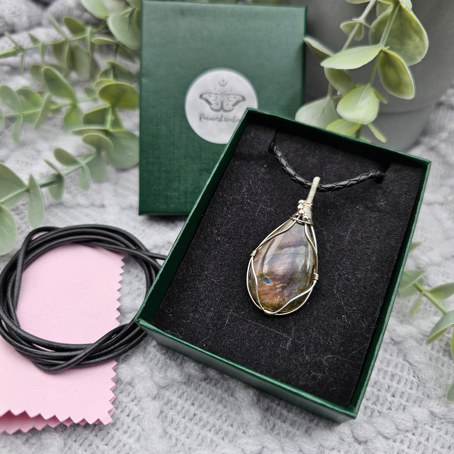 Labradorit Anhänger | 925er Silber | Edelstein Halskette