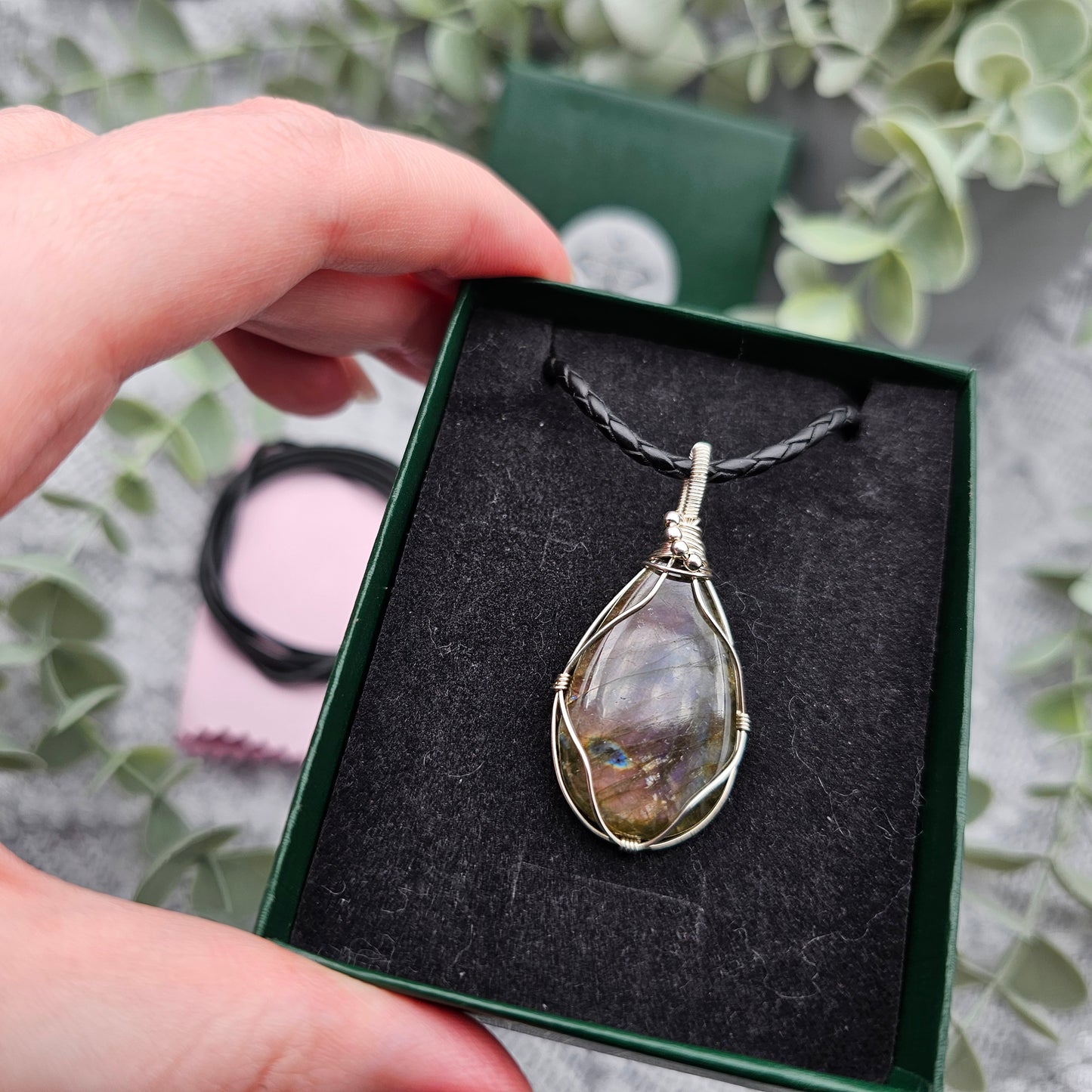 Labradorit Anhänger | 925er Silber | Edelstein Halskette