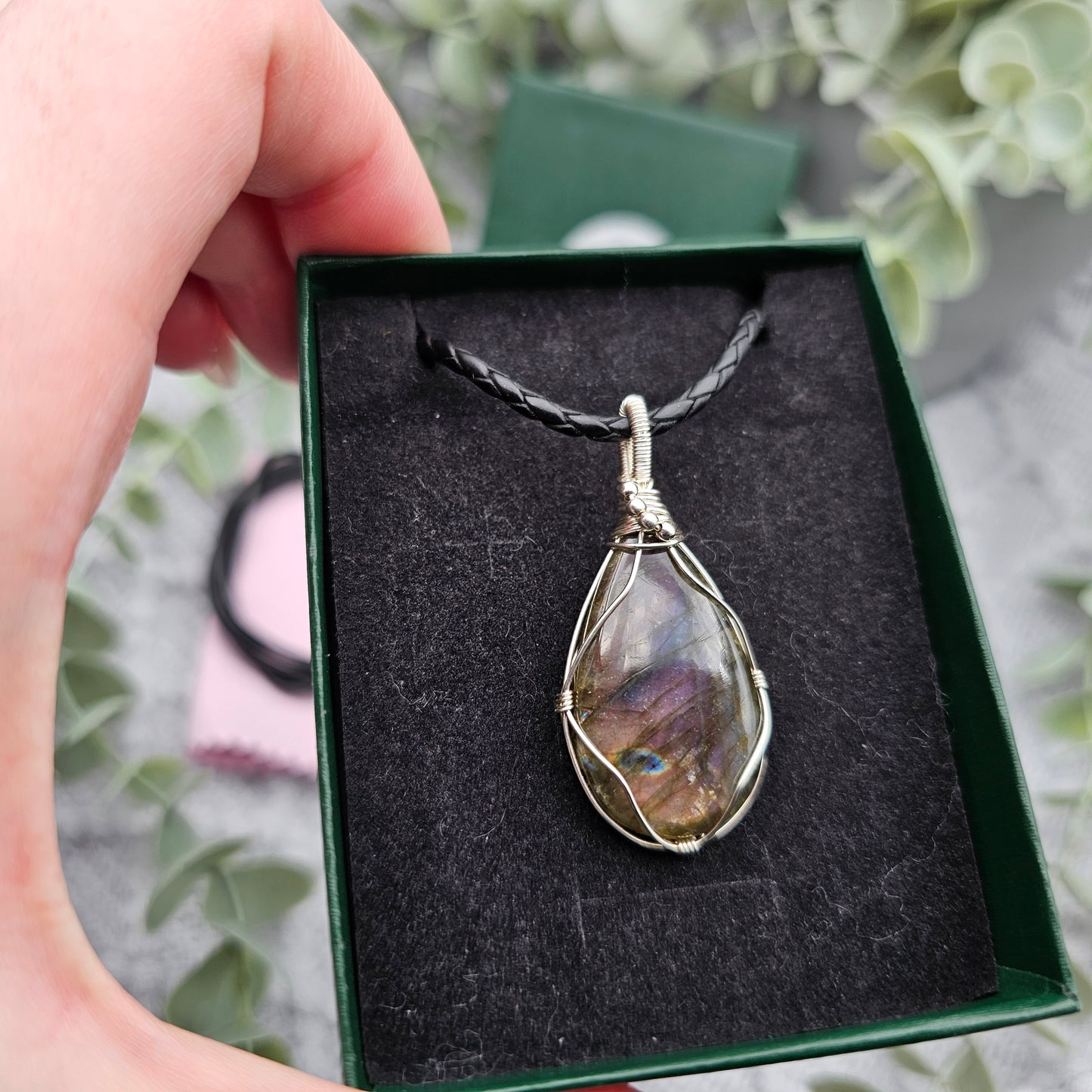 Labradorit Anhänger | 925er Silber | Edelstein Halskette