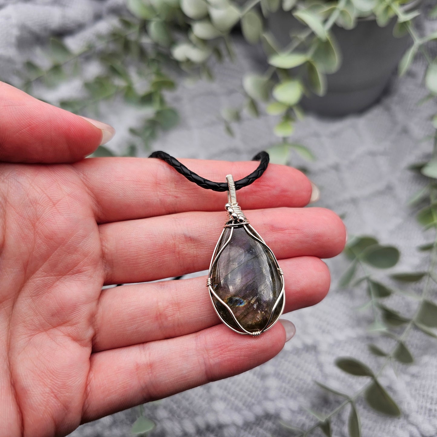 Labradorit Anhänger | 925er Silber | Edelstein Halskette