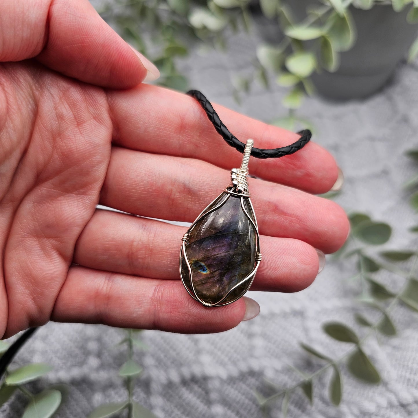 Labradorit Anhänger | 925er Silber | Edelstein Halskette