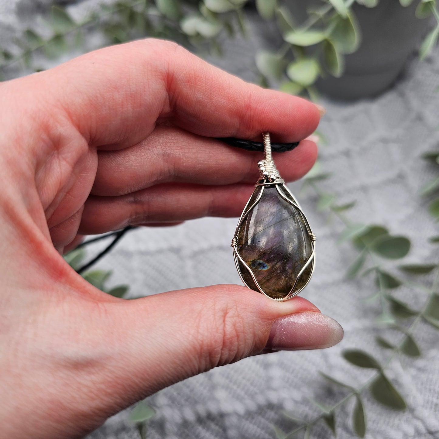 Labradorit Anhänger | 925er Silber | Edelstein Halskette