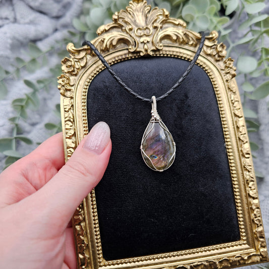 Labradorit Anhänger | 925er Silber | Edelstein Halskette