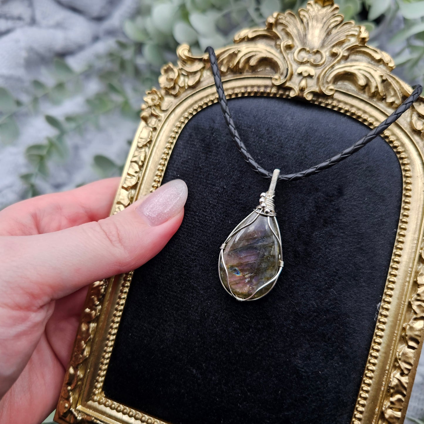 Labradorit Anhänger | 925er Silber | Edelstein Halskette