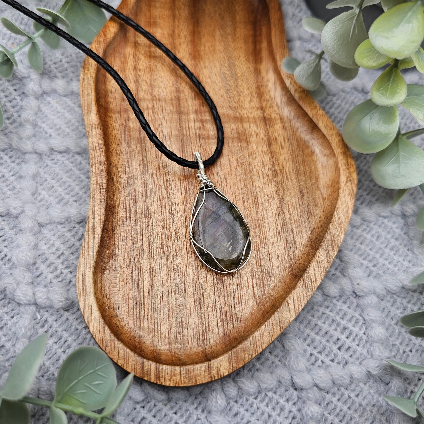 Labradorit Anhänger | 925er Silber | Edelstein Halskette