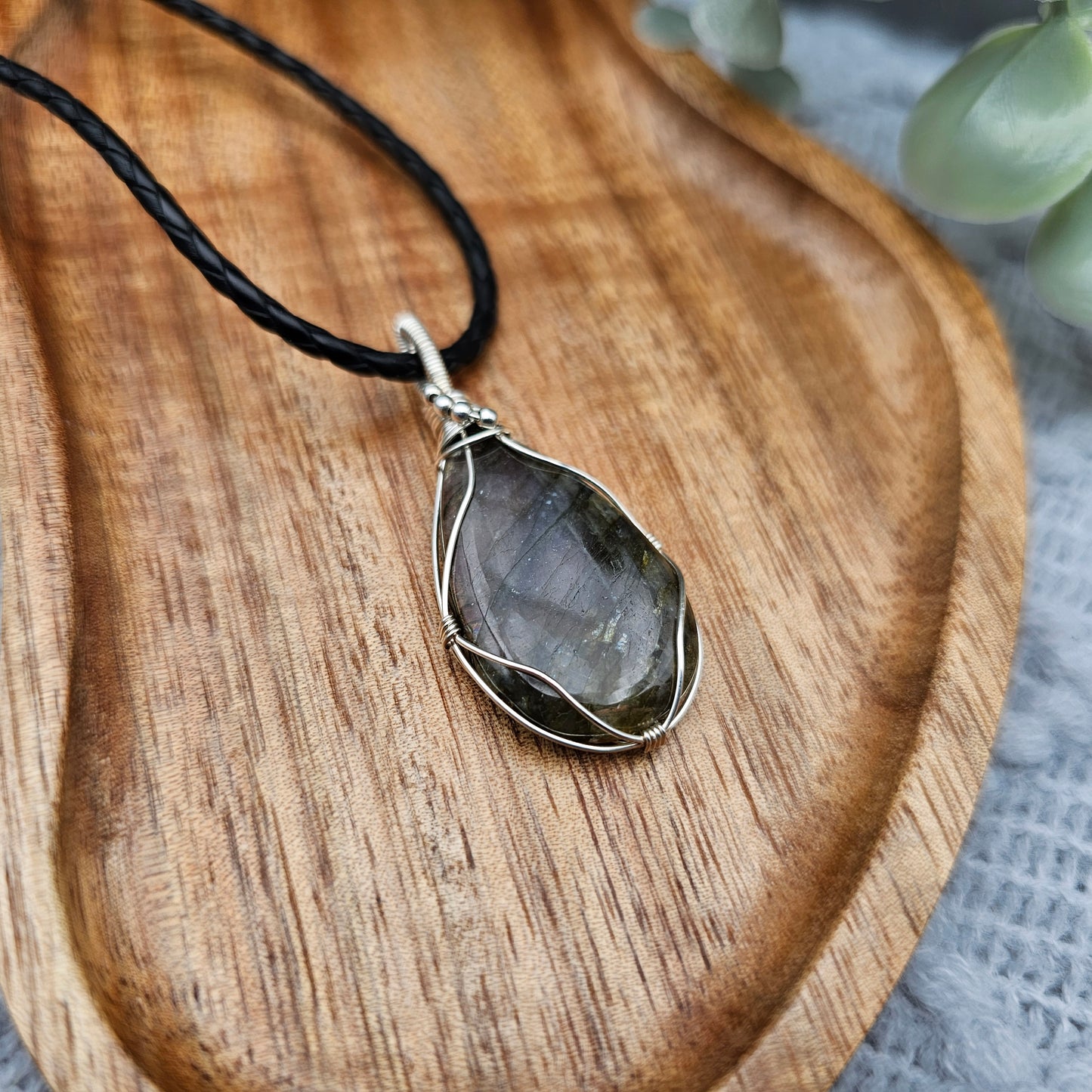 Labradorit Anhänger | 925er Silber | Edelstein Halskette