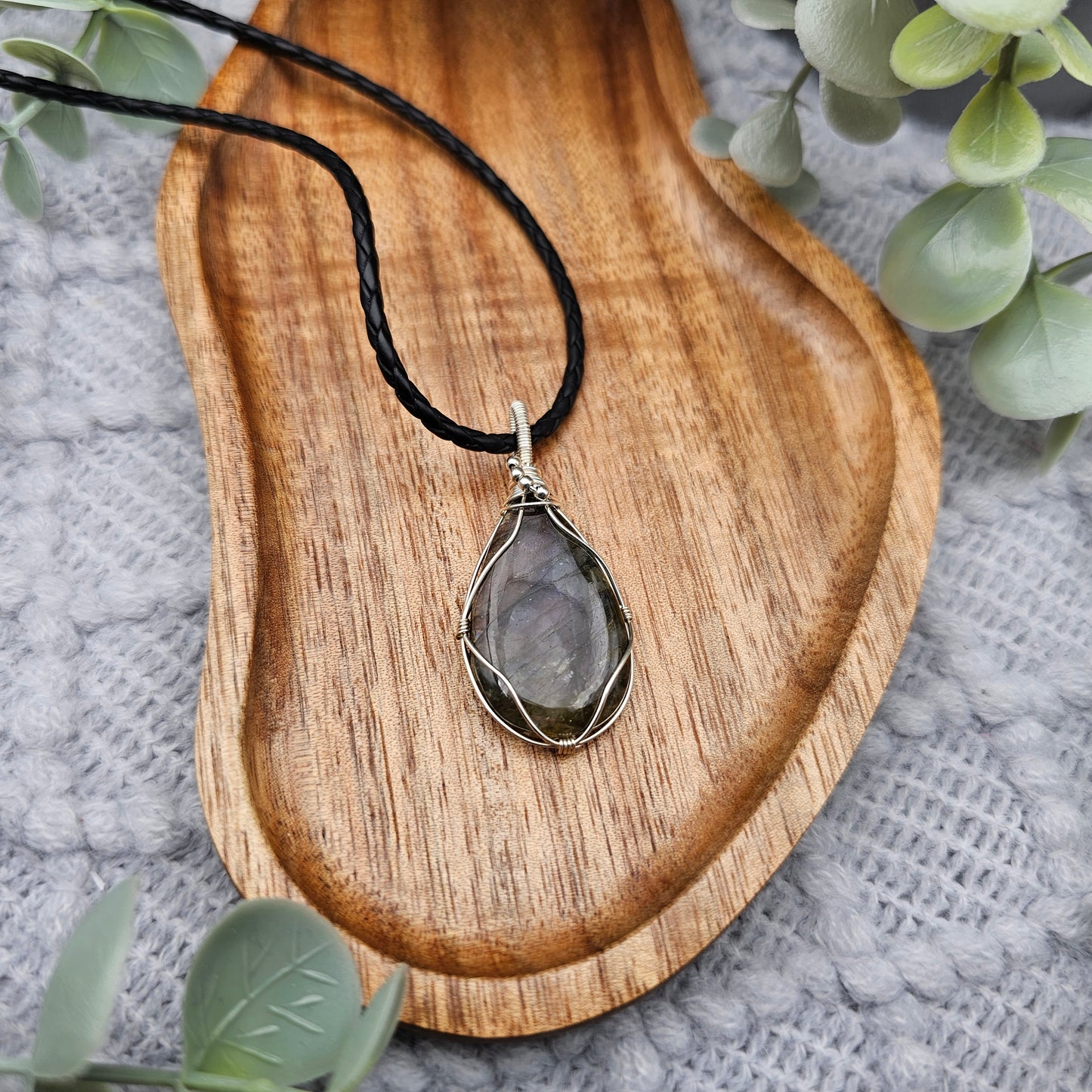 Labradorit Anhänger | 925er Silber | Edelstein Halskette