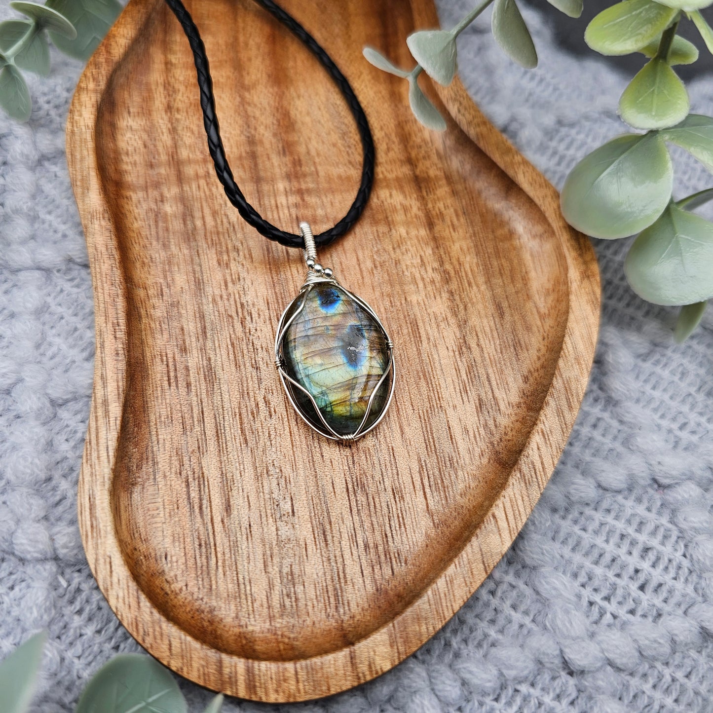 Labradorit Anhänger | 925er Silber | Edelstein Halskette