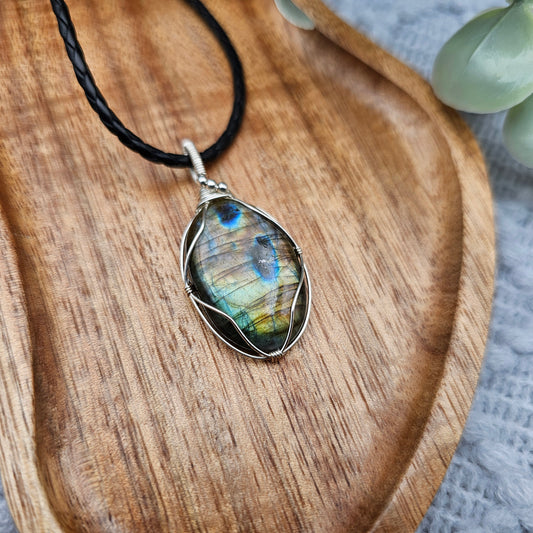 Labradorit Anhänger | 925er Silber | Edelstein Halskette