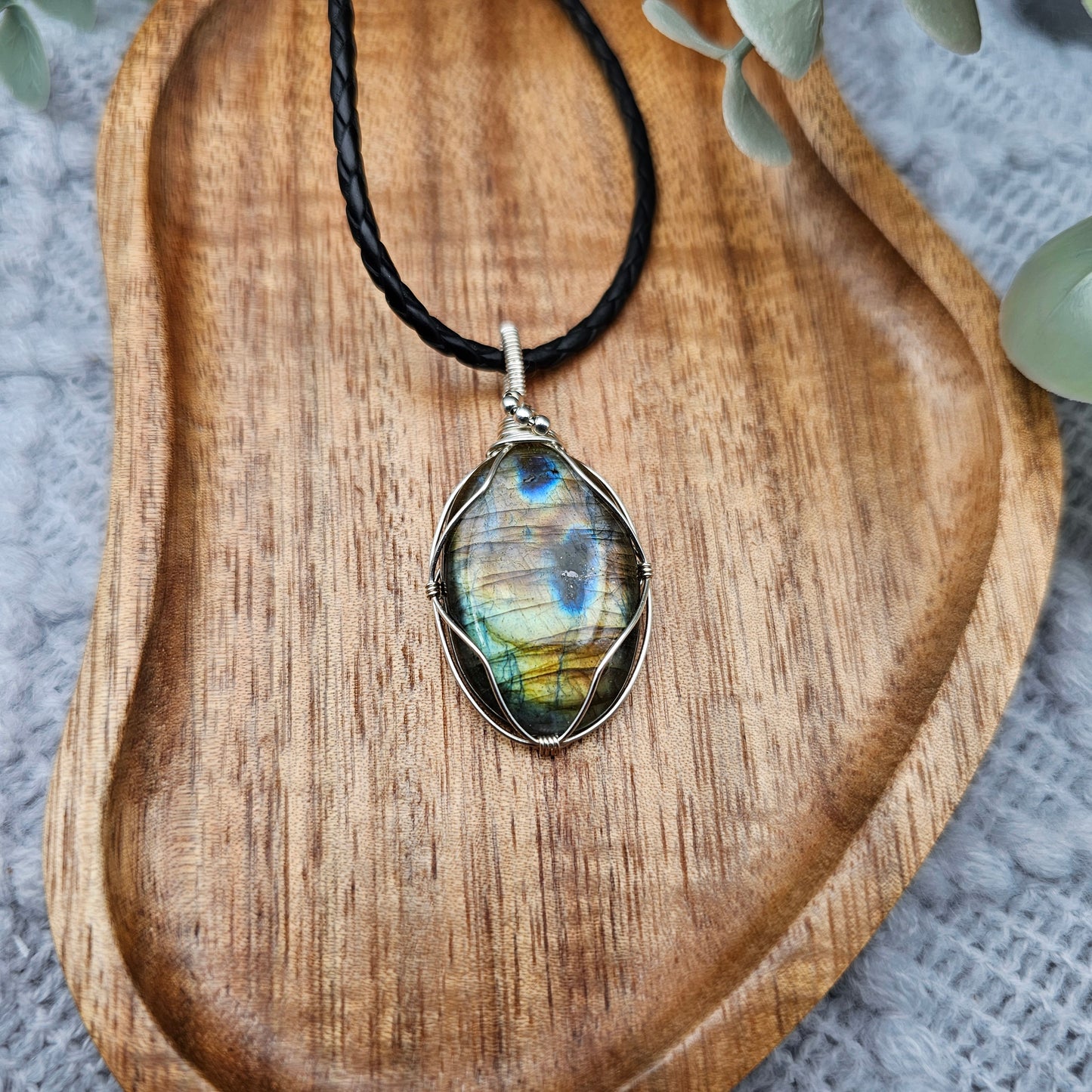 Labradorit Anhänger | 925er Silber | Edelstein Halskette